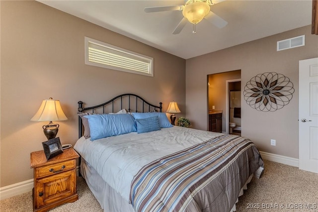 730 Flame Dr Unit 3C, Camdenton, MO 65020 - bedroom featuring light carpet, connected bathroom, and ceiling fan