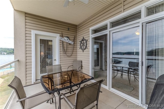 730 Flame Dr Unit 3C, Camdenton, MO 65020 - balcony featuring ceiling fan and a water view