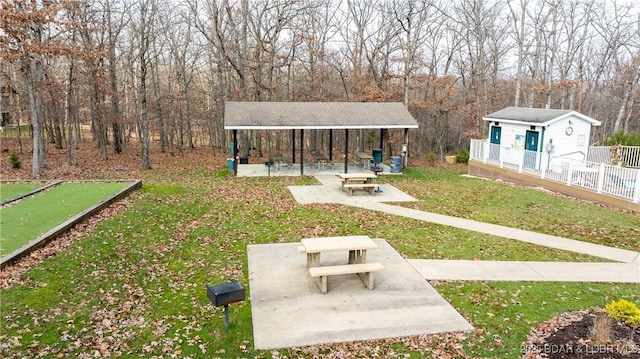 971 Grand Point Blvd, Porto Cima, MO 65079 - view of yard featuring a game area and an outbuilding