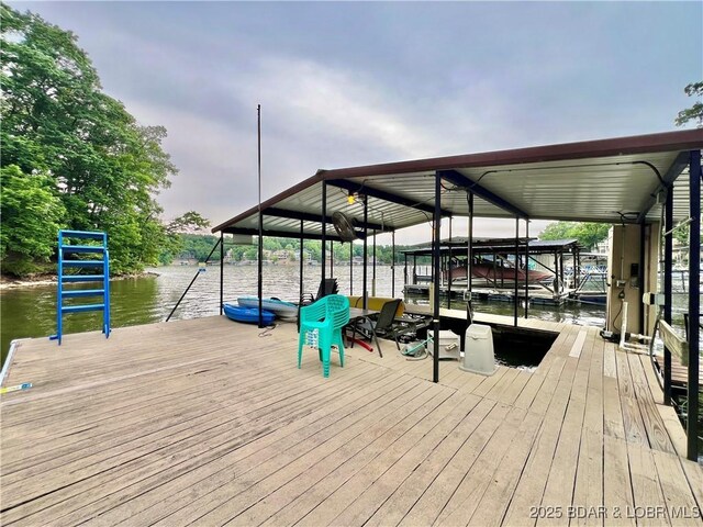 158 Oak Manor Cir, Sunrise Beach, MO 65079 - dock area featuring a water view and boat lift