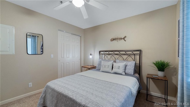 133 Cedar Glen Ct Unit 4B, Camdenton, MO 65020 - carpeted bedroom featuring a closet, a ceiling fan, and electric panel