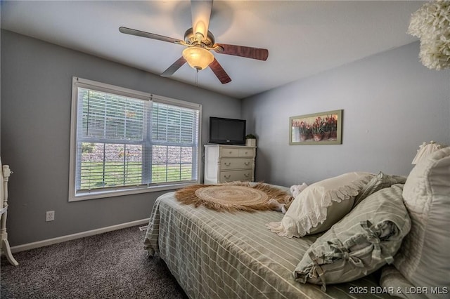 1170 San Jose Dr, Osage Beach, MO 65065 - bedroom featuring dark carpet and ceiling fan