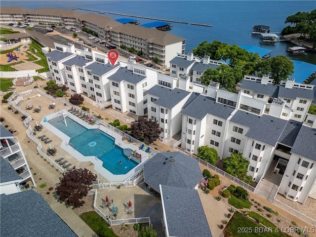 1113 Passover Rd Unit M-3, Osage Beach, MO 65065 - aerial view of a pool area and a large body of water