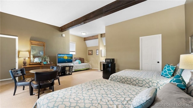 400 Hopetown Dr, Osage Beach, MO 65065 - carpeted bedroom with beamed ceiling and baseboards