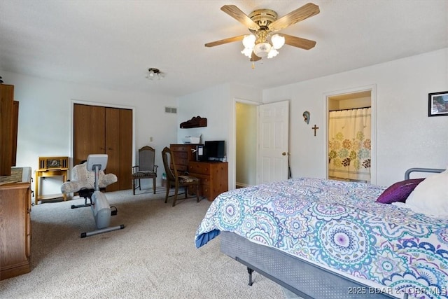 250 De Young Dr, Climax Springs, MO 65324 - bedroom with carpet, a ceiling fan, and a closet