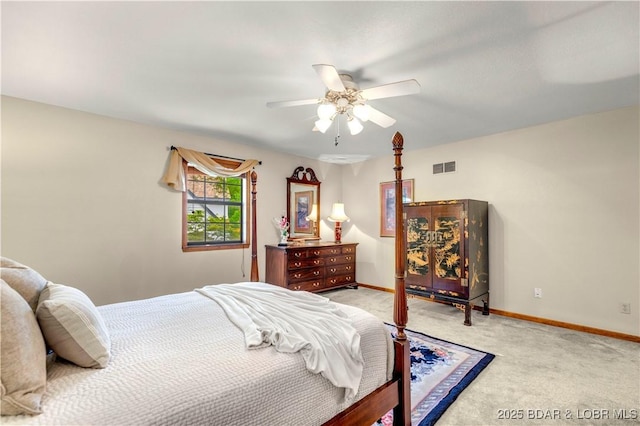 1759 Chimney Pt, Sunrise Beach, MO 65079 - bedroom with light carpet and ceiling fan