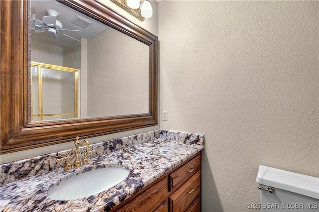 1759 Chimney Pt, Sunrise Beach, MO 65079 - full bathroom with a shower stall, vanity, and a textured wall