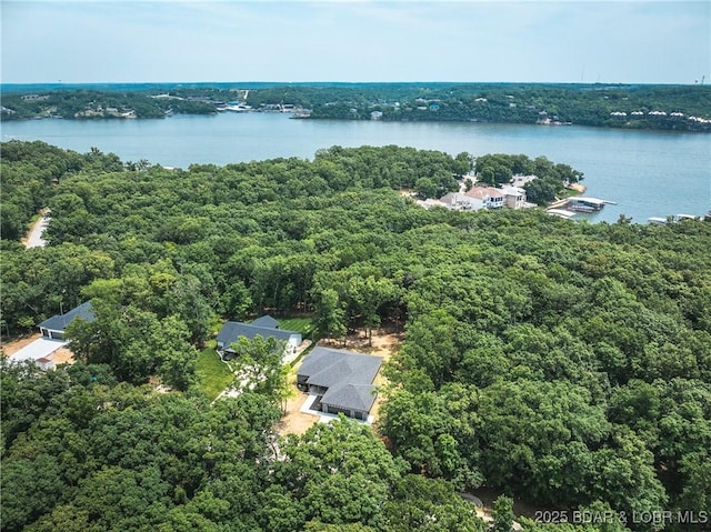 370 Via Appia Dr, Sunrise Beach, MO 65079 - aerial view of a nearby body of water and a heavily wooded area