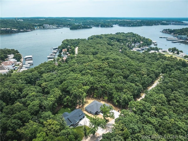 370 Via Appia Dr, Sunrise Beach, MO 65079 - bird's eye view of a large body of water and a heavily wooded area