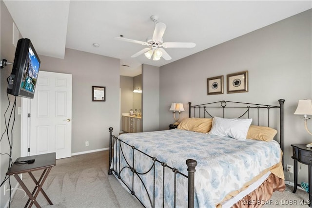 72 Palisades Lake View Dr Unit 2B, Lake Ozark, MO 65049 - bedroom featuring carpet flooring, a ceiling fan, and connected bathroom