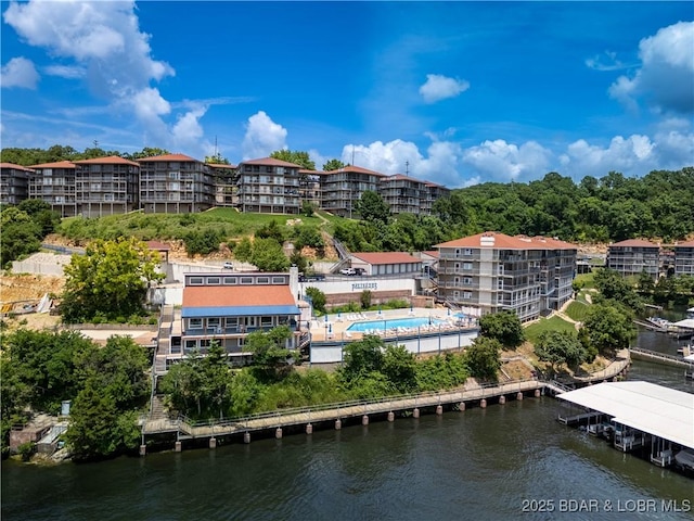 72 Palisades Lake View Dr Unit 2B, Lake Ozark, MO 65049 - bird's eye view of apartment complex and a nearby body of water