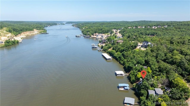 150 Trigger Rd, Linn Creek, MO 65052 - drone / aerial view of a heavily wooded area and a nearby body of water