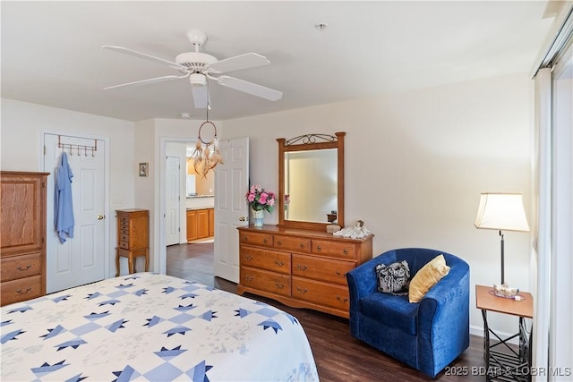 686 Clearwater Dr Unit 2C, Camdenton, MO 65020 - bedroom featuring dark wood-type flooring and ceiling fan