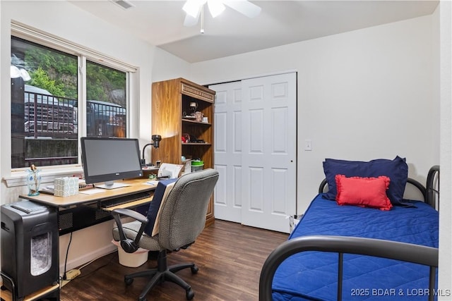 686 Clearwater Dr Unit 2C, Camdenton, MO 65020 - office with wood finished floors and ceiling fan