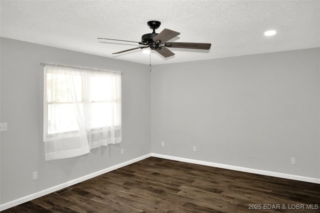 712 Passover Rd, Osage Beach, MO 65065 - empty room with dark wood-style flooring, ceiling fan, a textured ceiling, and recessed lighting