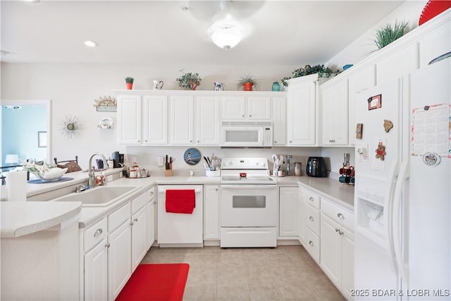 562 Hyd A Way Rd Unit 3F, Camdenton, MO 65020 - kitchen featuring white appliances, light tile patterned floors, white cabinets, light countertops, and recessed lighting