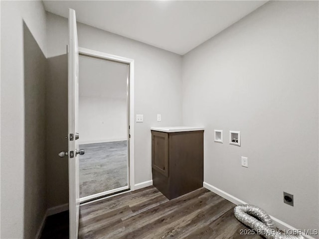 326 State Rd W, Macks Creek, MO 65786 - laundry room featuring hookup for an electric dryer, dark wood-style flooring, and hookup for a washing machine