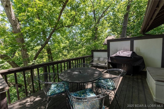 415 Staniel Cay Dr, Osage Beach, MO 65065 - wooden terrace featuring outdoor dining area and grilling area