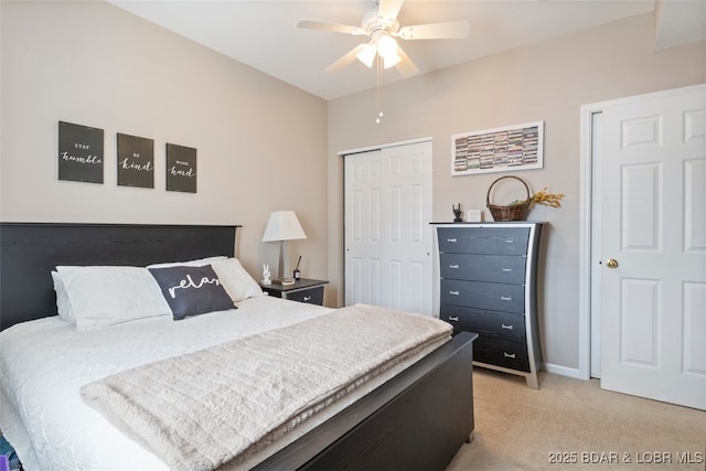464 Cedar Heights Dr Unit 3G, Camdenton, MO 65020 - bedroom featuring light carpet, a closet, and a ceiling fan