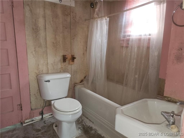412 Maple St, Eldon, MO 65026 - bathroom with shower / tub combo with curtain and a sink