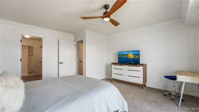 2268 Breezy Acres Rd, Osage Beach, MO 65065 - carpeted bedroom with crown molding and a ceiling fan