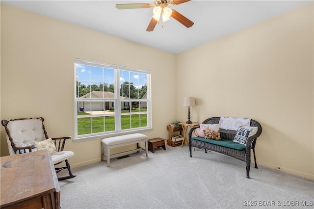 396 Elm Tree Ln, Camdenton, MO 65020 - living area featuring ceiling fan and carpet