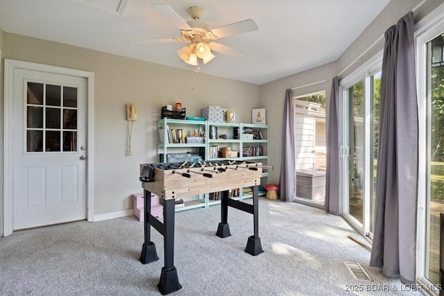 901 Larkin Dr, Eldon, MO 65026 - game room with carpet and a ceiling fan