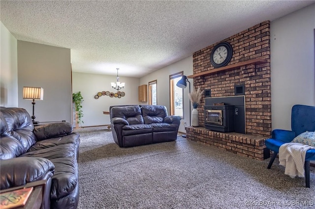278 Panoramic Dr, Camdenton, MO 65020 - carpeted living area featuring a chandelier and a textured ceiling