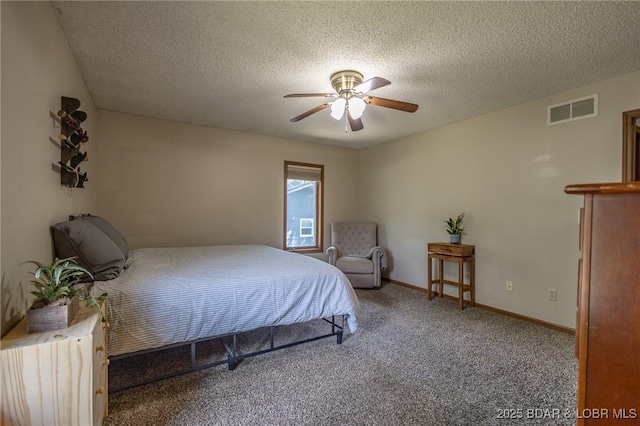 278 Panoramic Dr, Camdenton, MO 65020 - bedroom with carpet, a textured ceiling, and ceiling fan