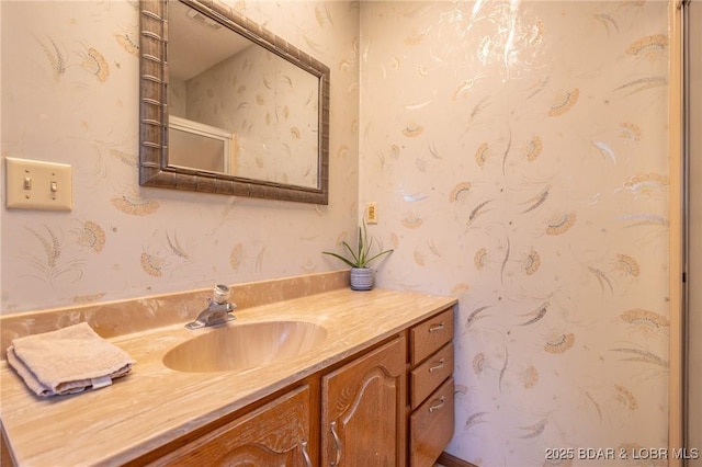 278 Panoramic Dr, Camdenton, MO 65020 - bathroom with vanity and wallpapered walls