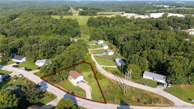 195 Jamie Dr, Camdenton, MO 65020 - aerial overview of property's location featuring a heavily wooded area and property boundaries highlighted