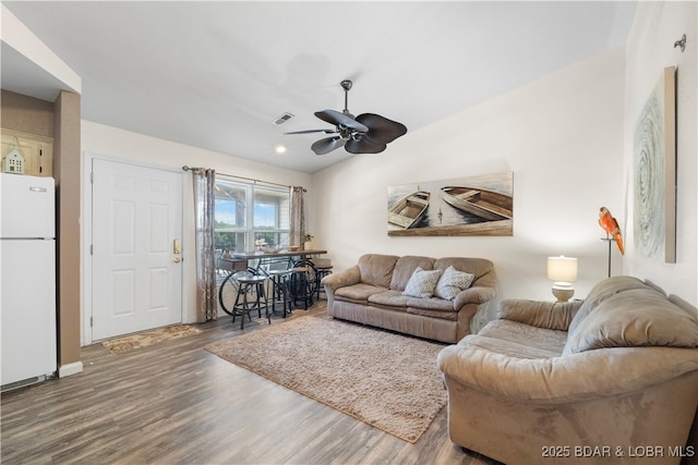 40 Lighthouse Rd Unit 2-301, Lake Ozark, MO 65049 - living room featuring wood finished floors and a ceiling fan