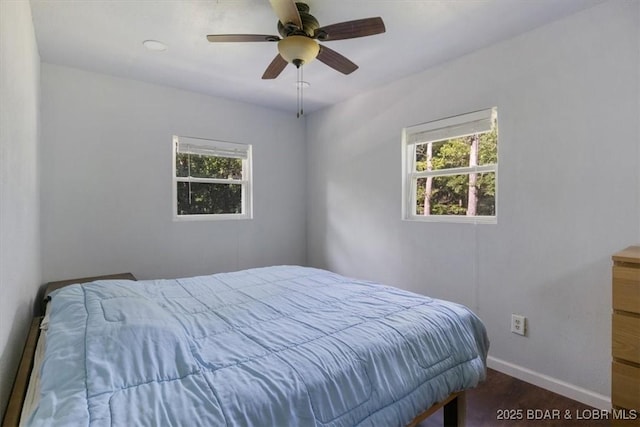 32655 Challenge Dr, Lincoln, MO 65338 - bedroom with multiple windows, wood finished floors, and a ceiling fan