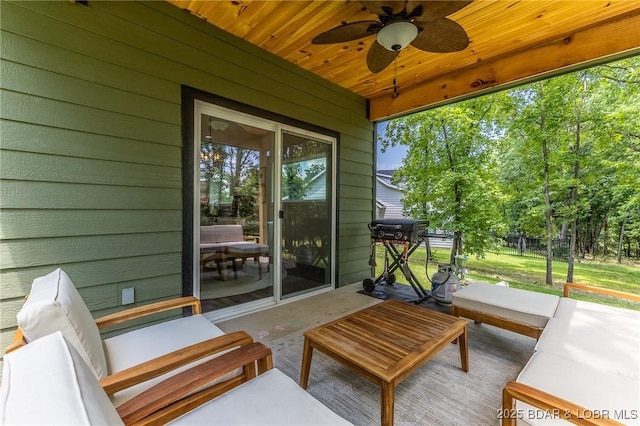 28 Simple Time Dr, Camdenton, MO 65020 - sunroom with outdoor lounge area and a ceiling fan