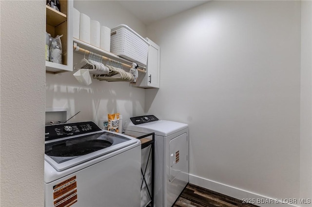 28 Simple Time Dr, Camdenton, MO 65020 - laundry room with separate washer and dryer, dark wood-type flooring, and cabinet space