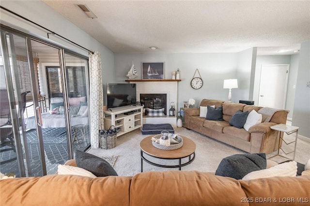 28 Eleven W Ct Unit 2A, Sunrise Beach, MO 65079 - living room featuring carpet and a glass covered fireplace