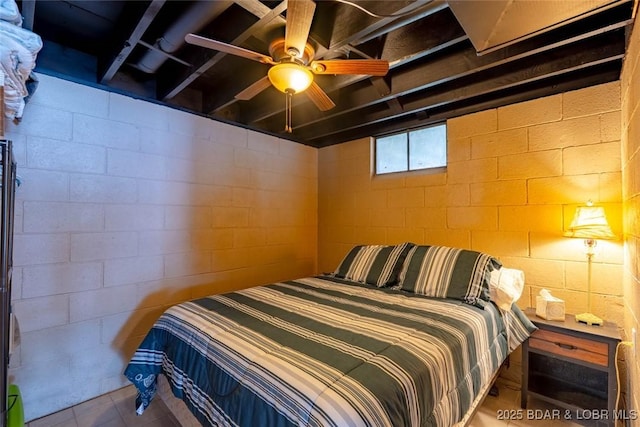 57 Ke Jo Point Rd, Gravois Mills, MO 65037 - tiled bedroom with concrete block wall