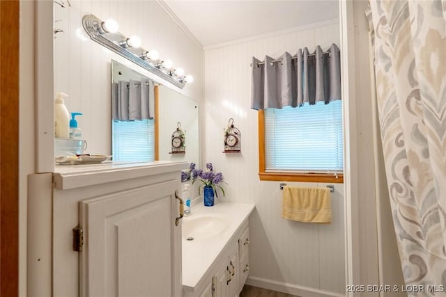 57 Ke Jo Point Rd, Gravois Mills, MO 65037 - bathroom with vanity and ornamental molding