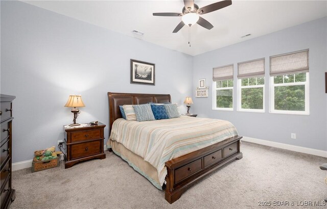 432 Cornett Branch Rd, Four Seasons, MO 65049 - bedroom with light colored carpet and a ceiling fan