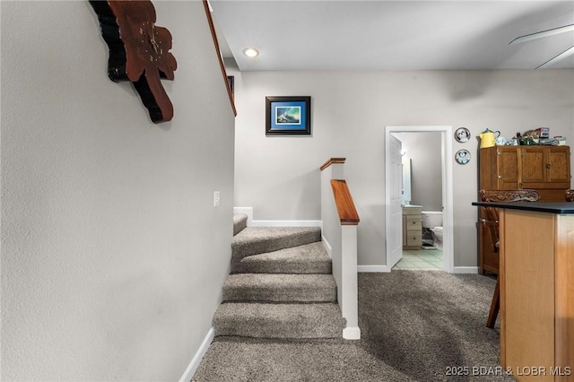 1008 Beacon Ridge Dr, Lake Ozark, MO 65049 - stairs featuring carpet floors and baseboards
