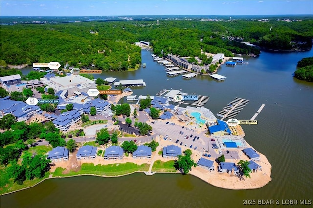 541 Elbow Cay Dr, Osage Beach, MO 65065 - aerial view of a large body of water and a forest
