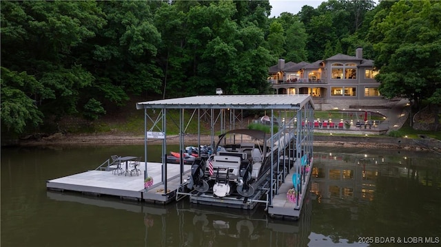 1453 Grand View Dr, Porto Cima, MO 65079 - dock area with a wooded view and a water view