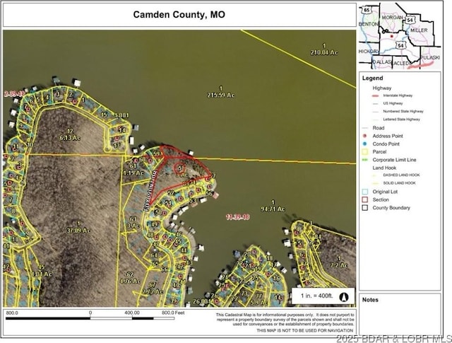 64 Fox Point Dr, Roach, MO 65787 - aerial overview of property's location featuring property parcel outlined