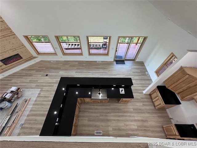 1378 Full Gallop Ln, Roach, MO 65787 - living area with wood finished floors and lofted ceiling