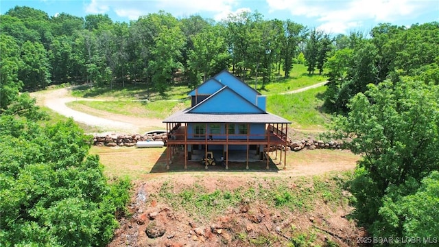 1378 Full Gallop Ln, Roach, MO 65787 - rear view of property with a wooden deck and stairs