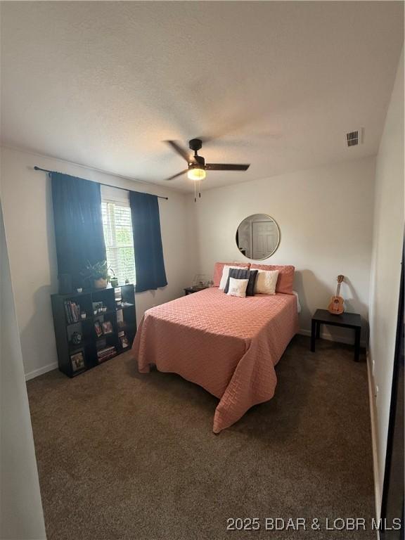 1720 Lakeview Dr, Chillicothe, MO 64601 - carpeted bedroom with ceiling fan