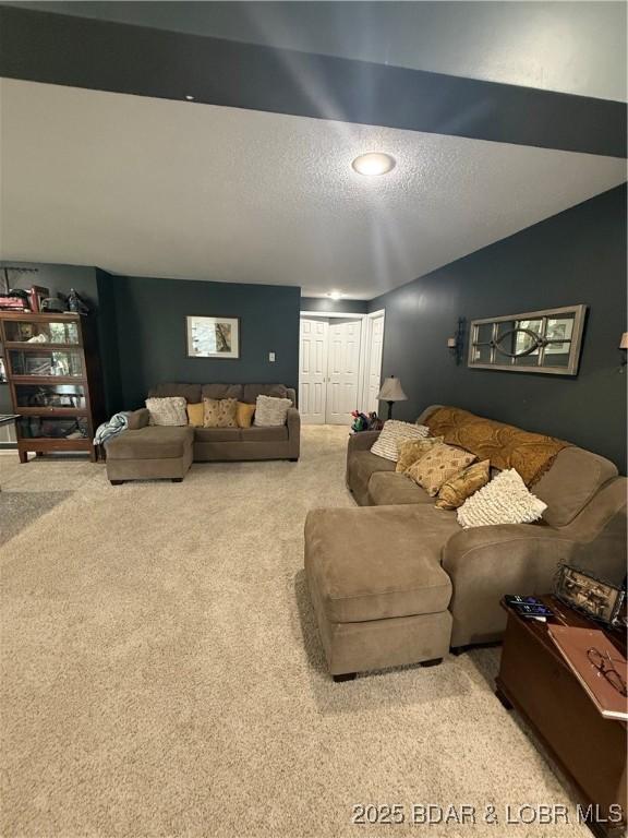 1720 Lakeview Dr, Chillicothe, MO 64601 - carpeted living room featuring a textured ceiling