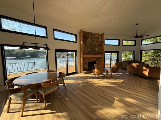 5185 Lois Ln, Osage Beach, MO 65065 - sunroom featuring lofted ceiling and a water view