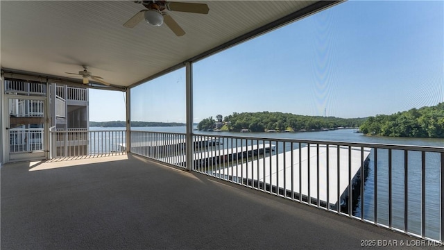 895 Summer Place Dr Unit 3A, Camdenton, MO 65020 - balcony with a ceiling fan and a water view