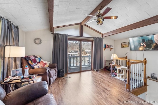 740 Twin Valley Loop, Linn Creek, MO 65052 - living room featuring wood finished floors and a ceiling fan